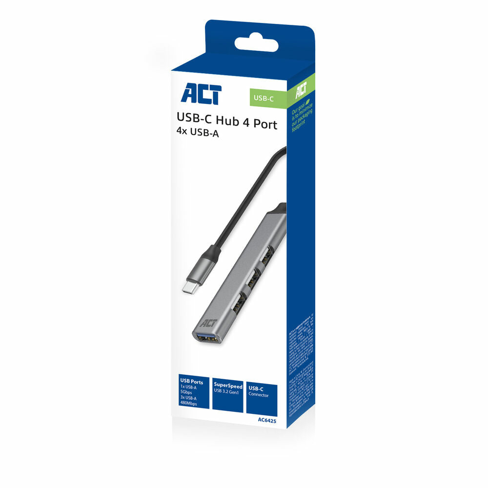 ACT USB-C hub, 3x USB 2.0 en 1x USB 3.0