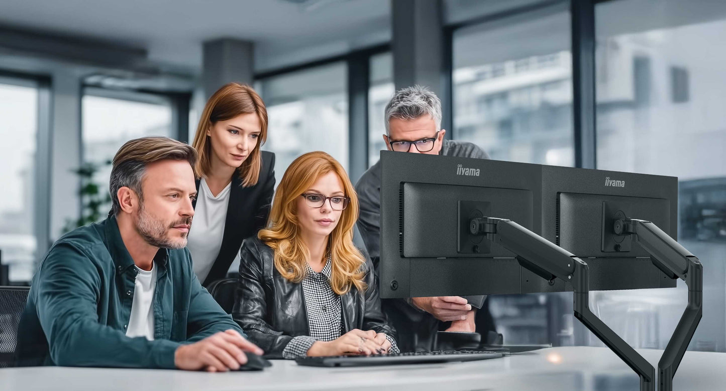 IIYAMA Stylish flexible deskmount for dual monitor with mechanical spring for monitors up to 32inch 12kg Pivot Bearing head