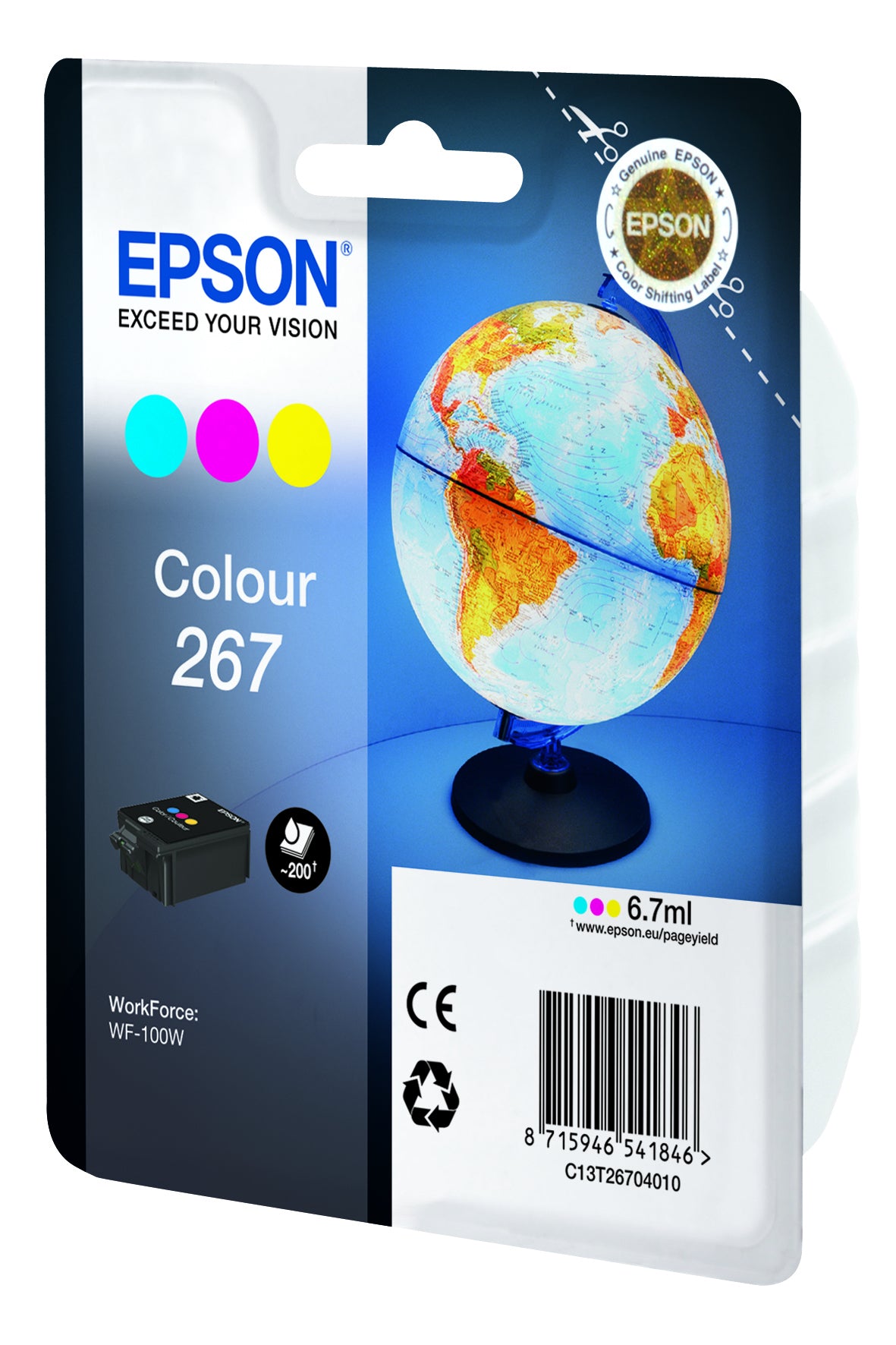 Singlepack Colour 267 ink cart. C13T26704010
