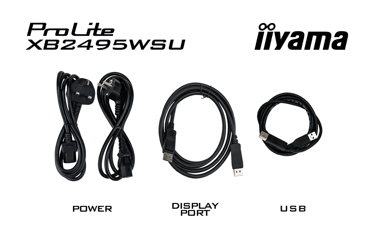 Iiyama Prolite XB2495WSU-B1 24WIDE LCD, 1920 x 1200, WUXGA, 100 Hz IPS panel, LED Bl., Pivot, Height Adjust., USB-Hub(3xOut v3.2 + 1xUSB-C(