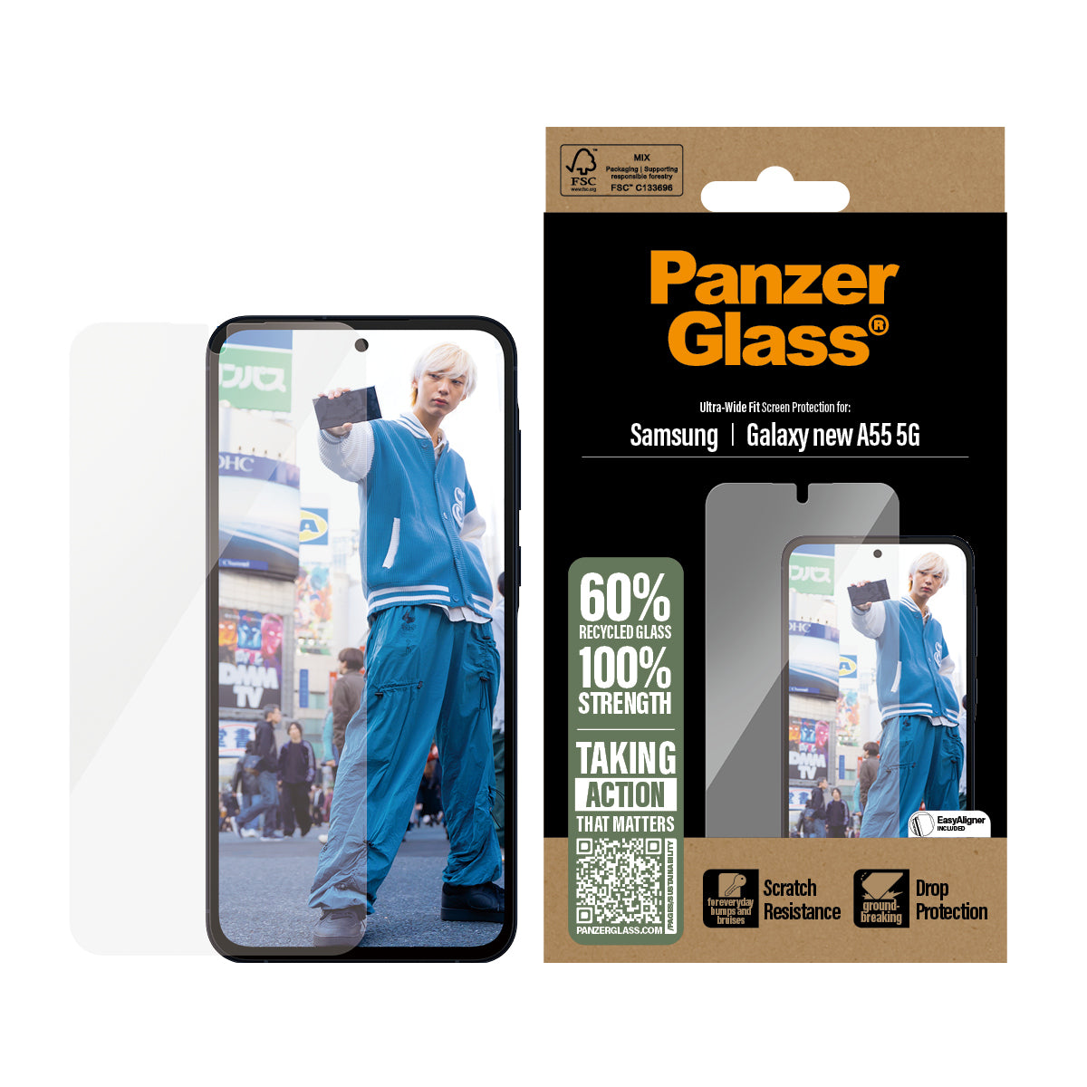 PanzerGlass Screen Protector Ultra-Wide Fit - Clear - voor Samsung Galaxy A56 5G