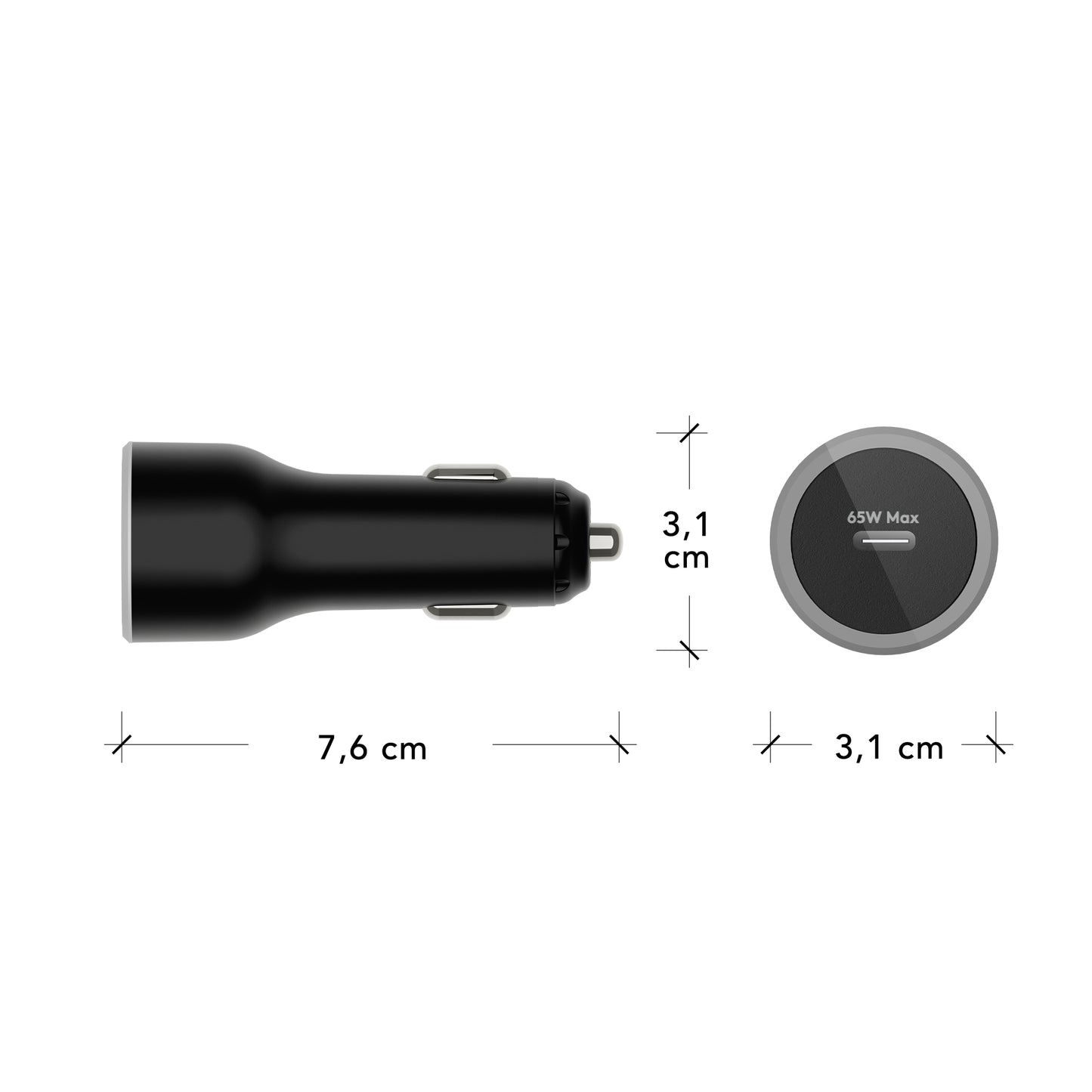 re-charge-Car Chrg USB-C 65W-BLK