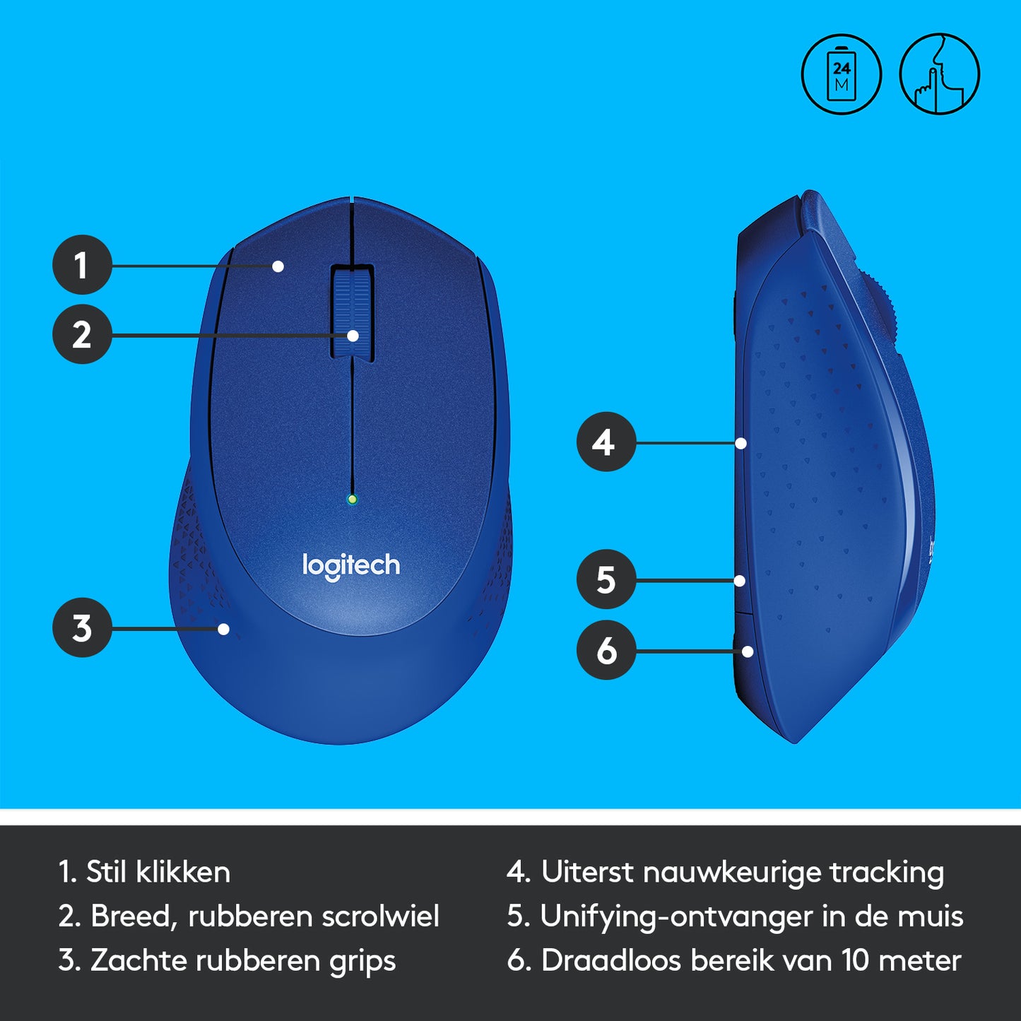 Logitech Wireless Mouse M330 Silent Plus Blue