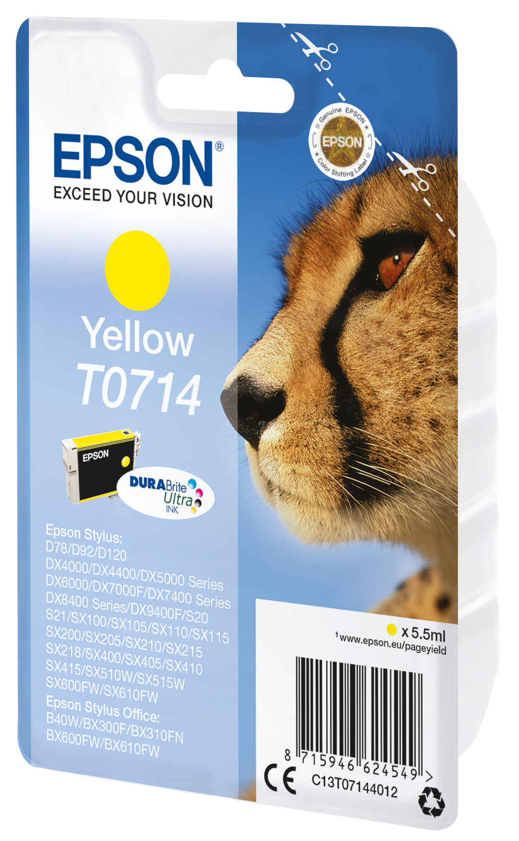 Singlepack Yellow T0714 DURABrite UltraInk