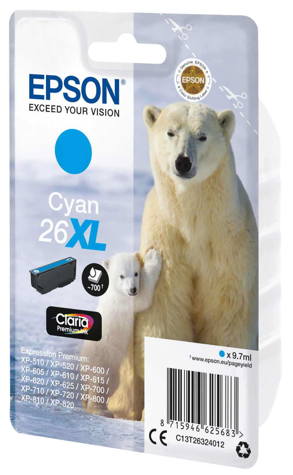 Singlepack Cyan 26XL Claria Premium Ink