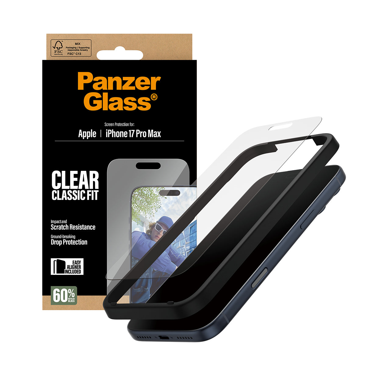 PanzerGlass Screen Protector Classic Fit - Transparant - Apple iPhone 17 Pro Max