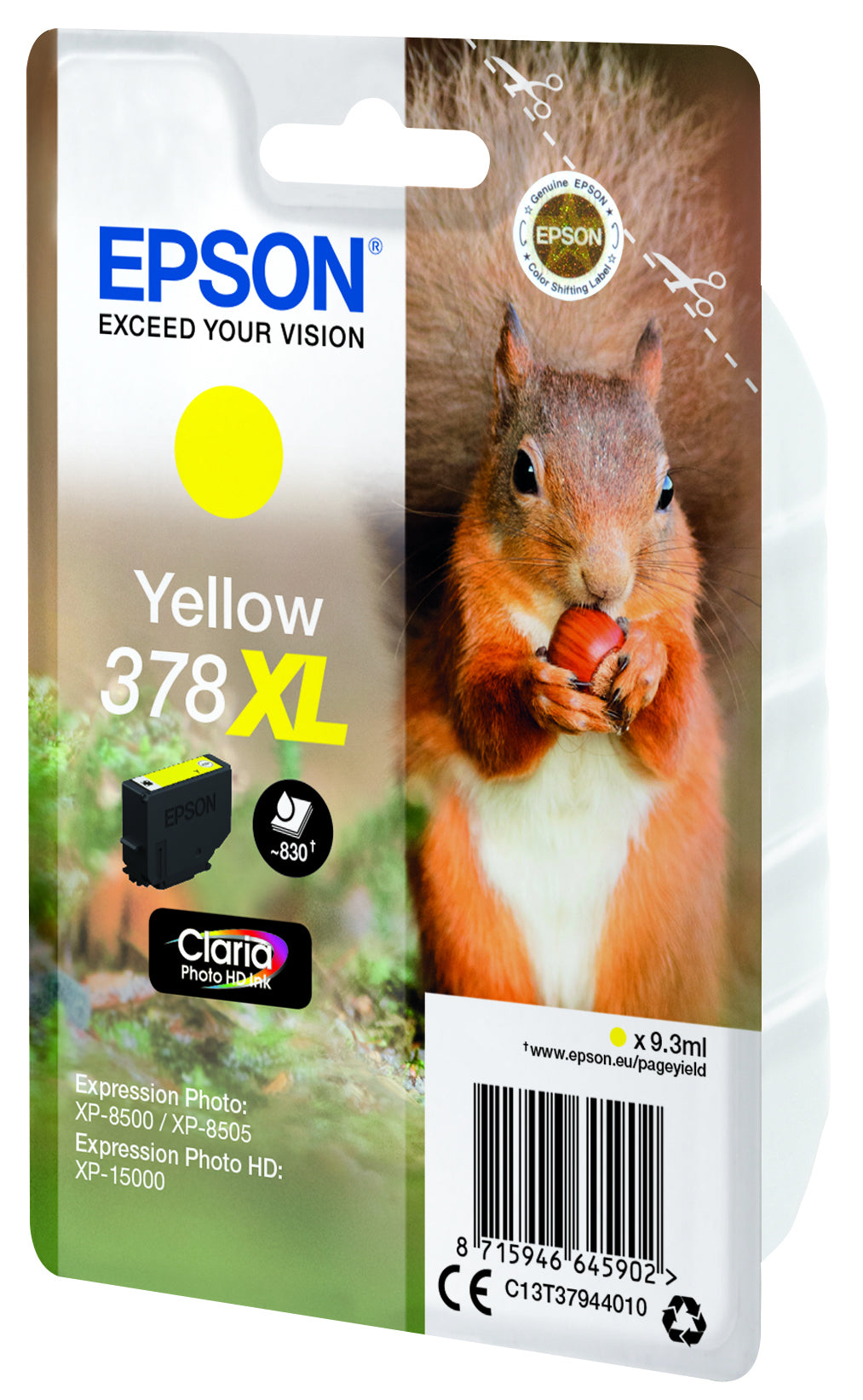 EPSON Singlepack Yellow 378XL Squirrel Clara Photo HD Ink