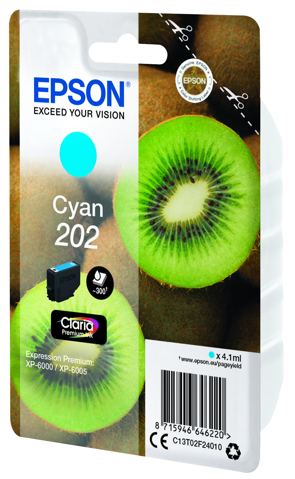 EPSON Singlepack Cyan 202 Kiwi Clara Premium Ink