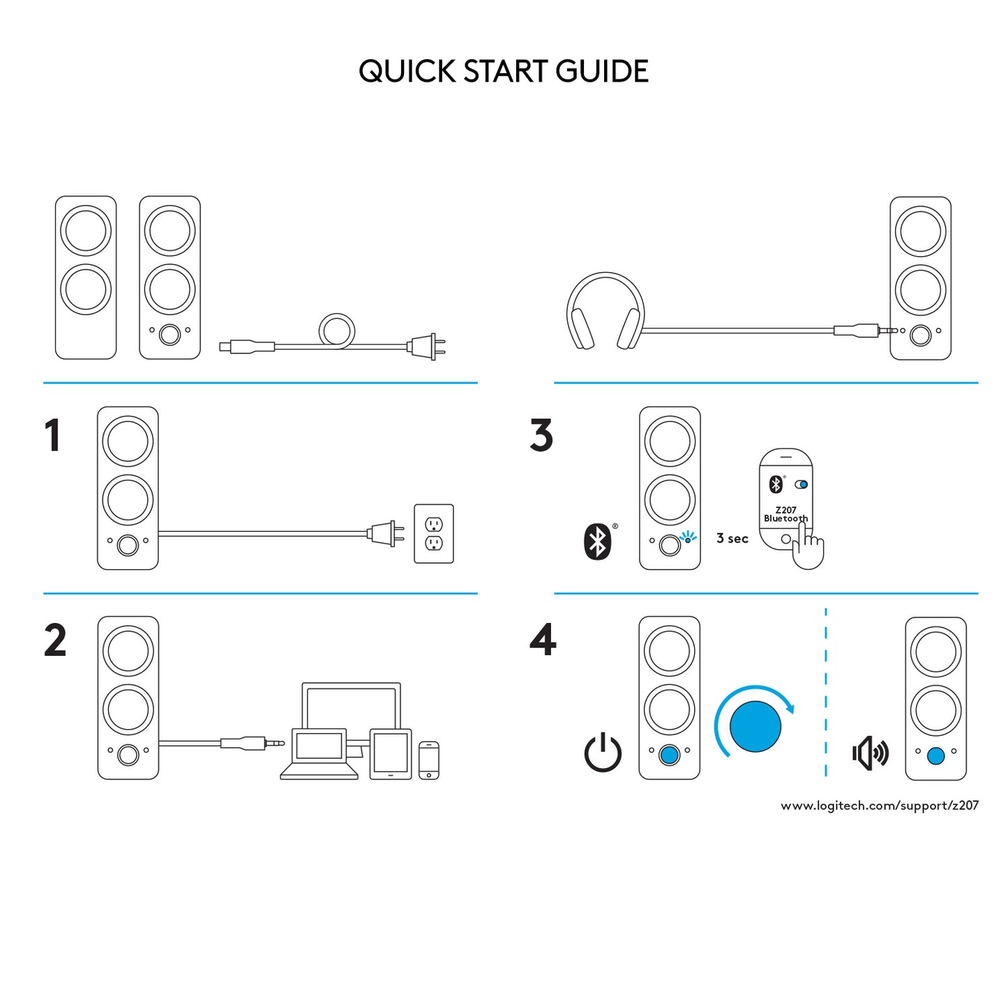 LOGITECH Z207 Bluetooth CPU Speakers WHITE