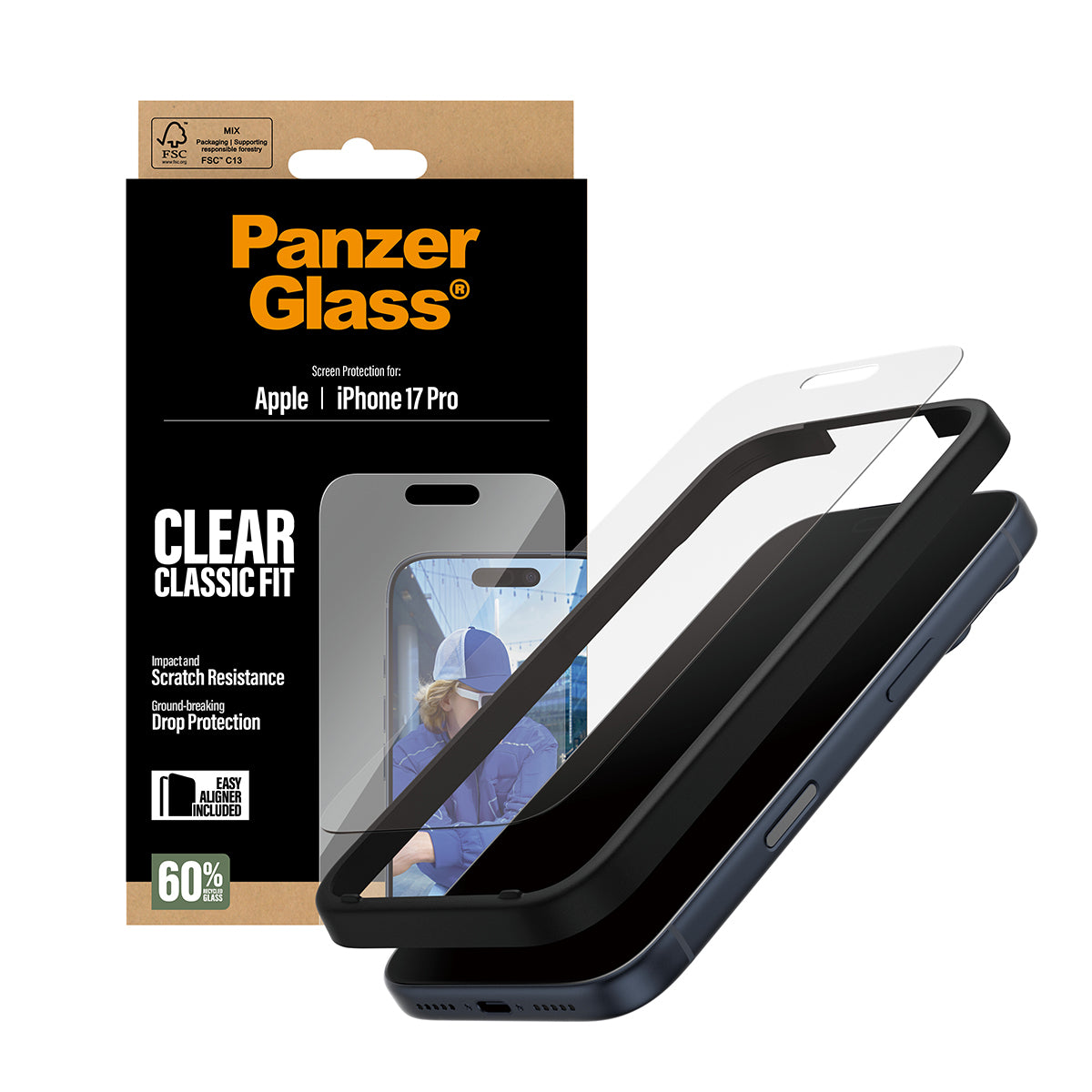 PanzerGlass Screen Protector Classic Fit - Transparant - Apple iPhone 17 Pro