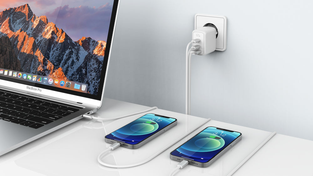BeHello Charger USBC GAN65W 2xUSB-A Wht