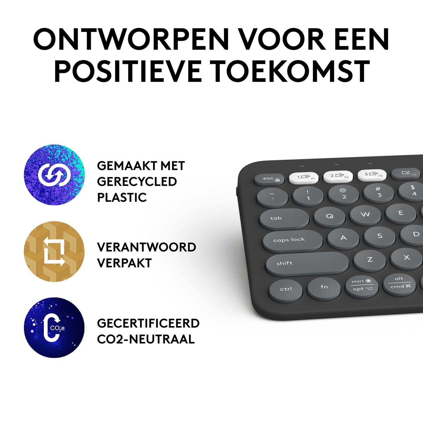 Logitech Pebble Keys 2 K380s Wireless Keyboard - USB Interface - French - AZERTY Layout - Graphite