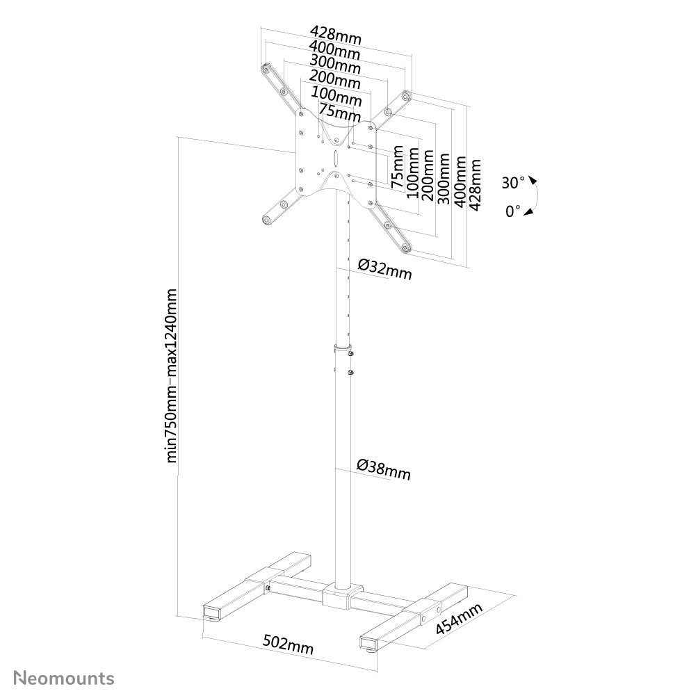Flat Screen Floor Stand (height: 75-124 cm)