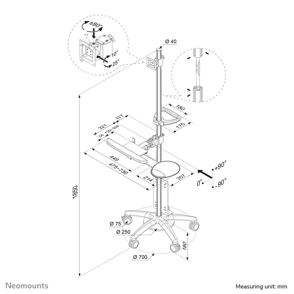 Mobile Workplace Floor Stand (monitor, keyboard/mouse & PC)