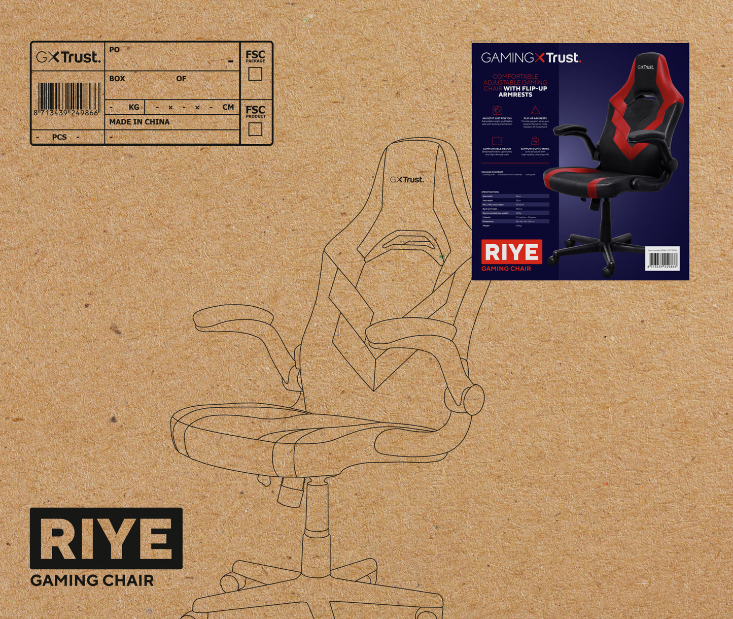 TRUST GXT703R RIYE GAMING CHAIR RED