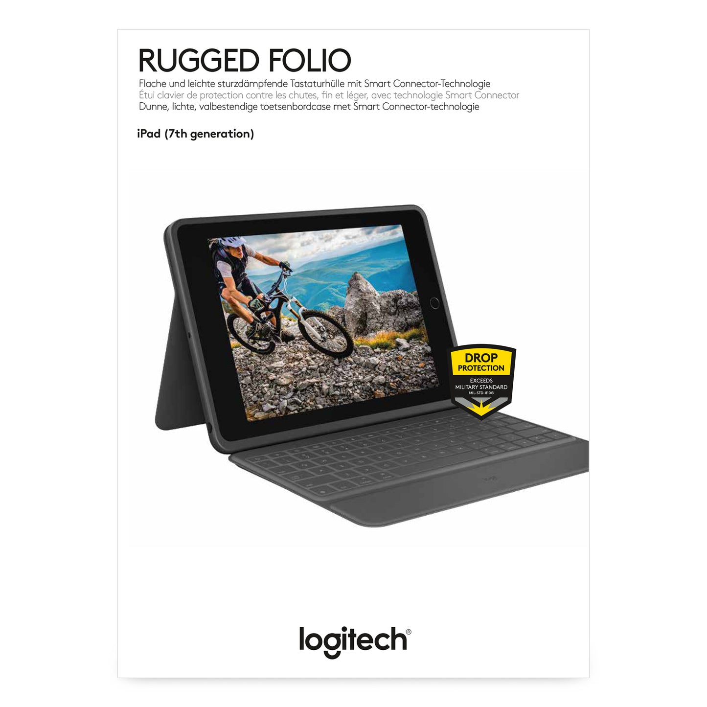 Logitech Rugged Folio iPad (7th + 8th+ 9th generation). - GRAPHITE - Azerty