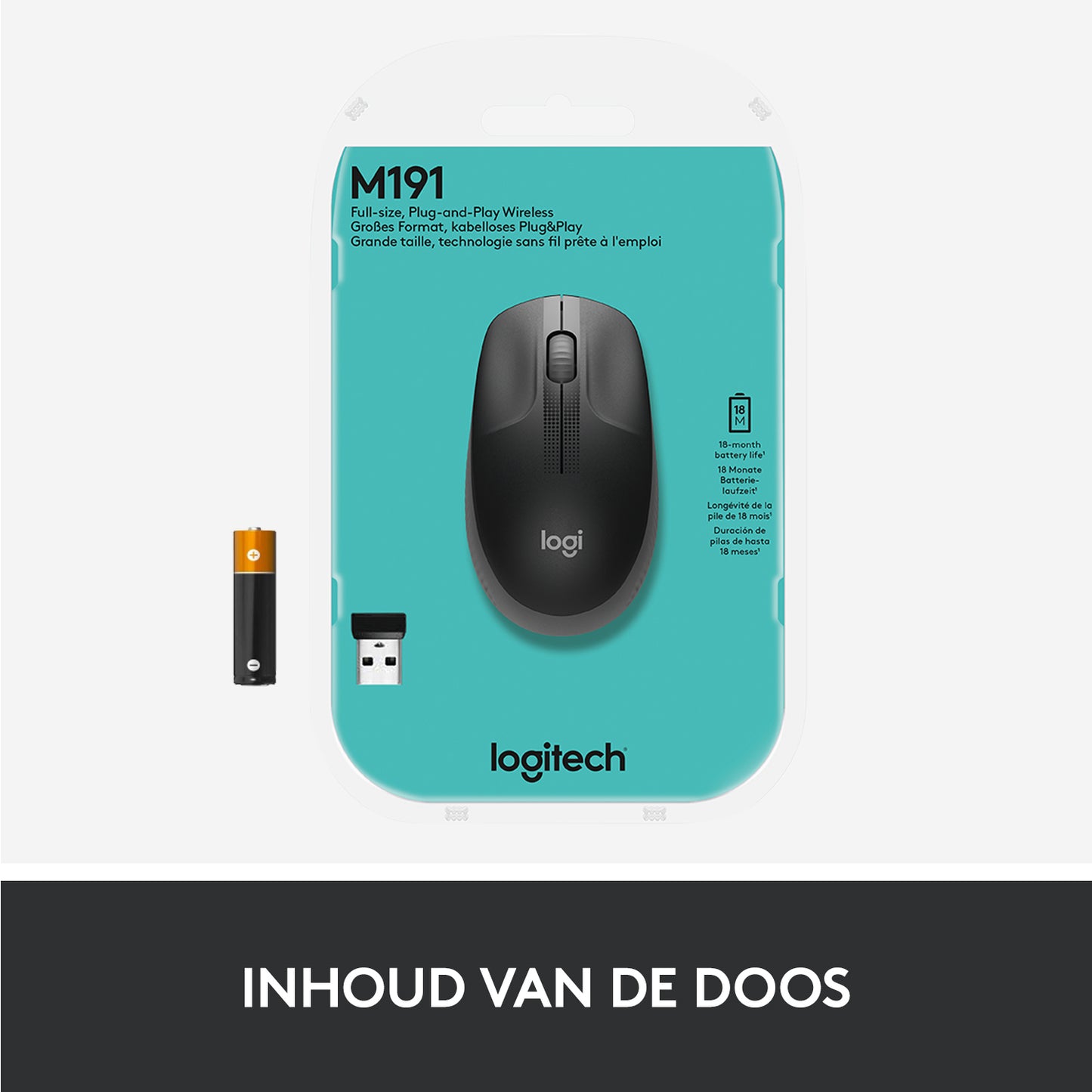 Logitech wireless mouse m190 grey