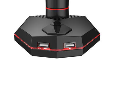 Gaming desk mount for single monitor with height adjustable gas spring. Deskmount with clamp or grommet. Monitor up to 9kg, VESA 75x75 or 10