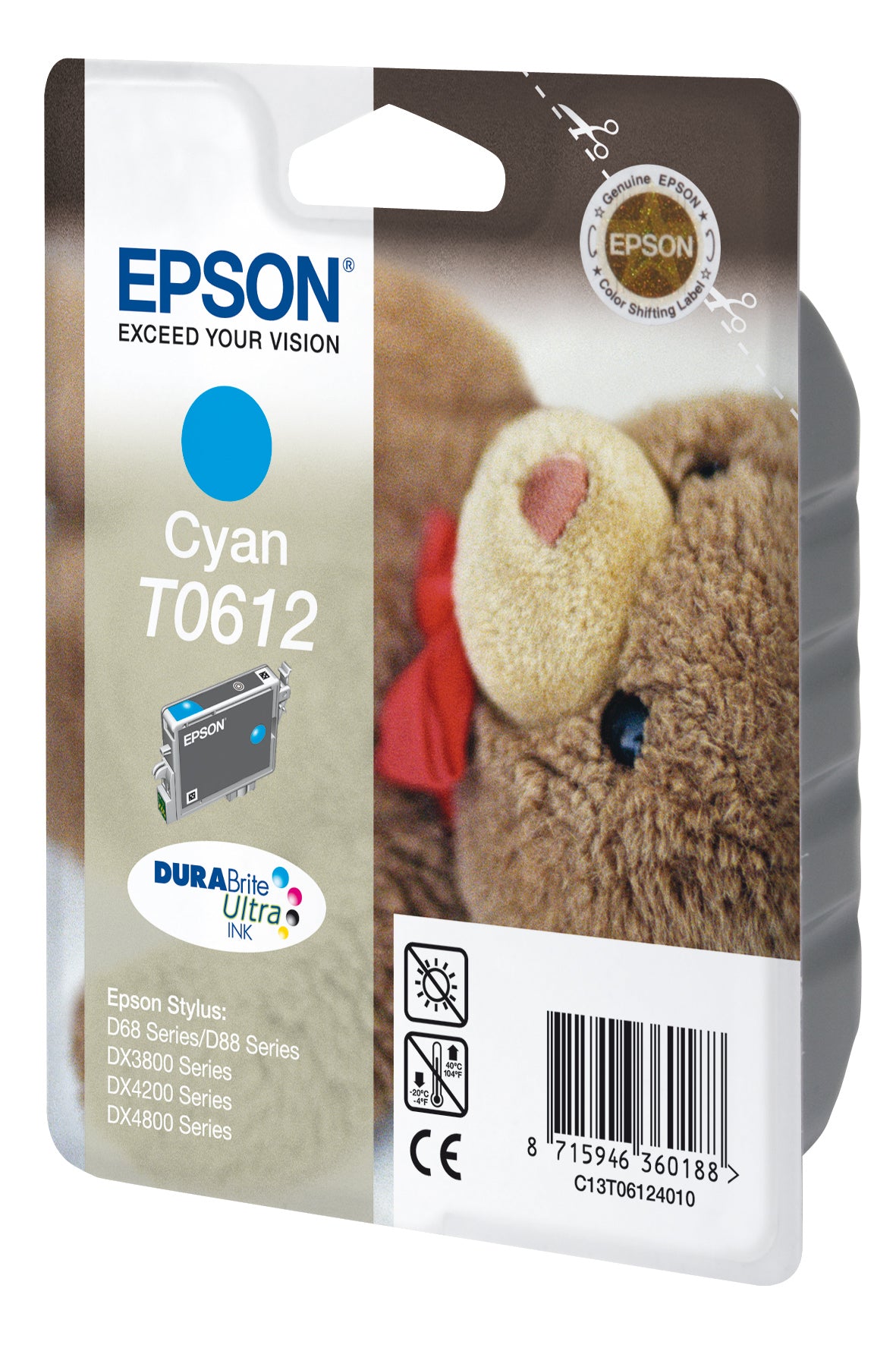 EPSON T0612 inktcartridge cyaan standard capacity 8ml 250 pagina s 1-pack blister zonder alarm