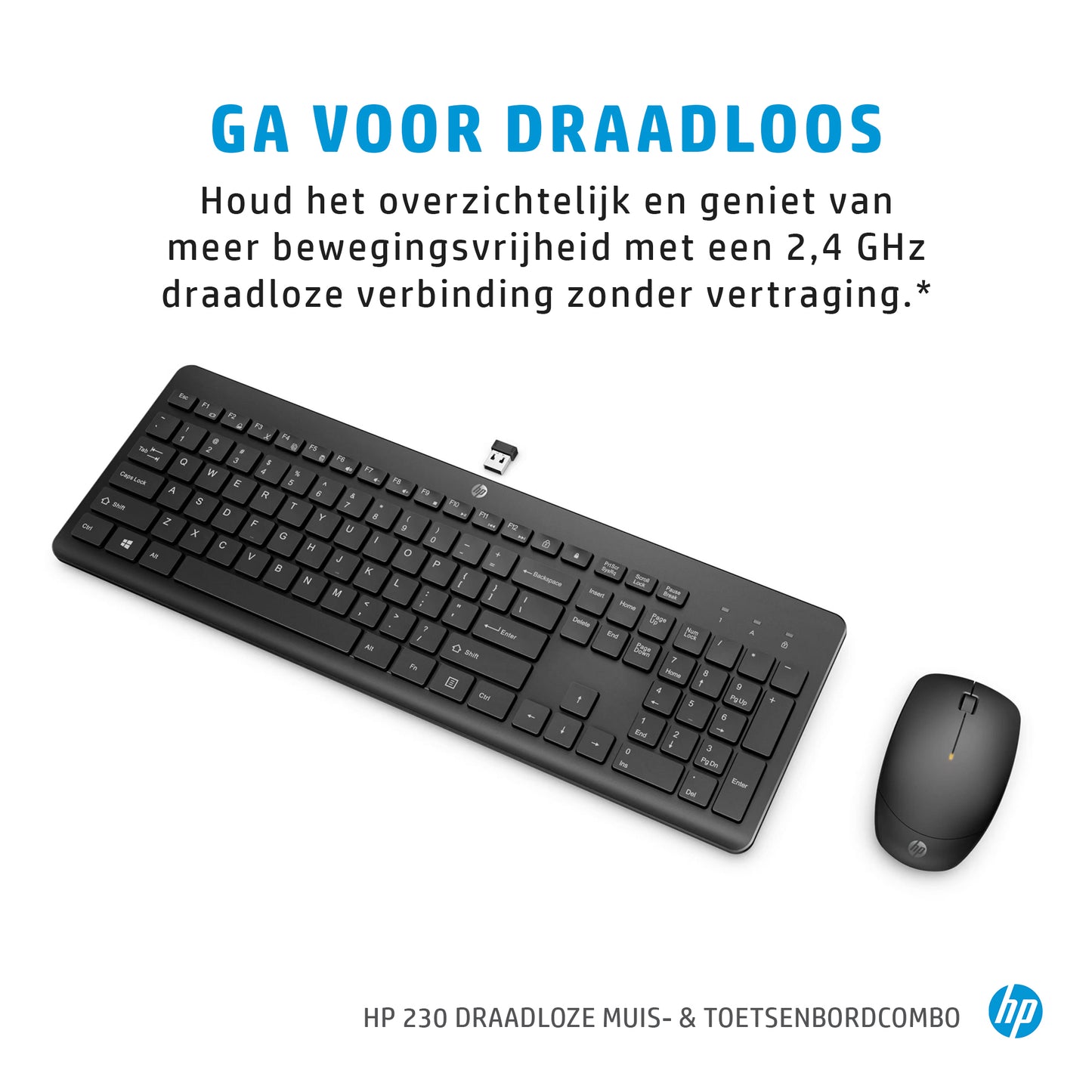 HP 230 Wireless Mouse and Keyboard Combo(Black) - QWERTY Int'l