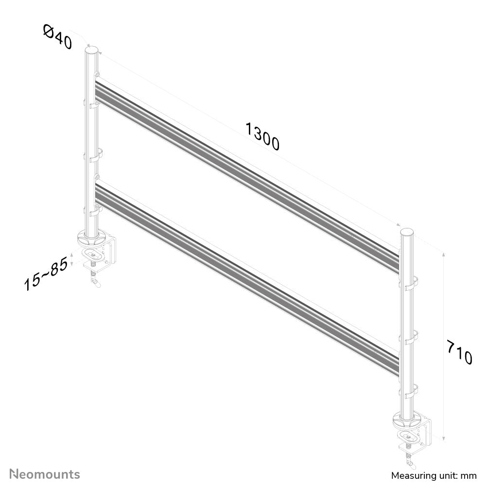Flat Screen Desk Toolbar for 6 screens (70 x 130 cm)