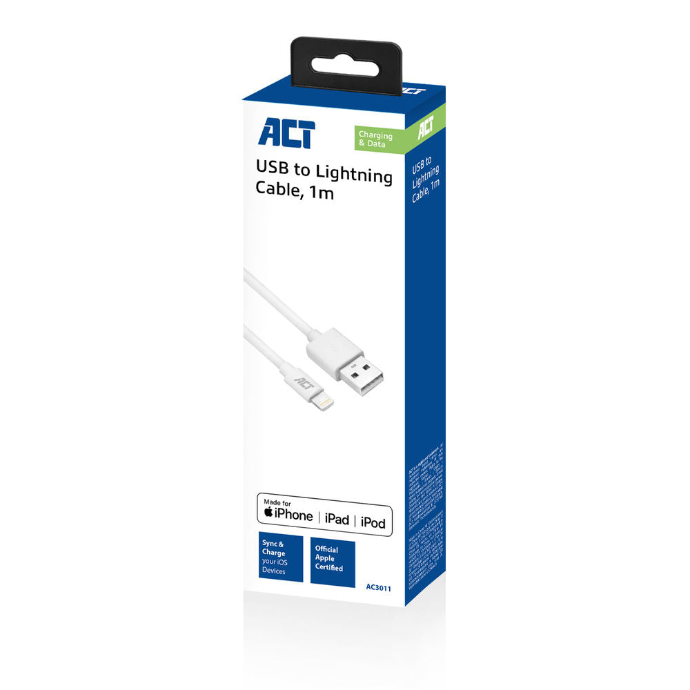 ACT 1 meter USB naar Lightning laad/data kabel