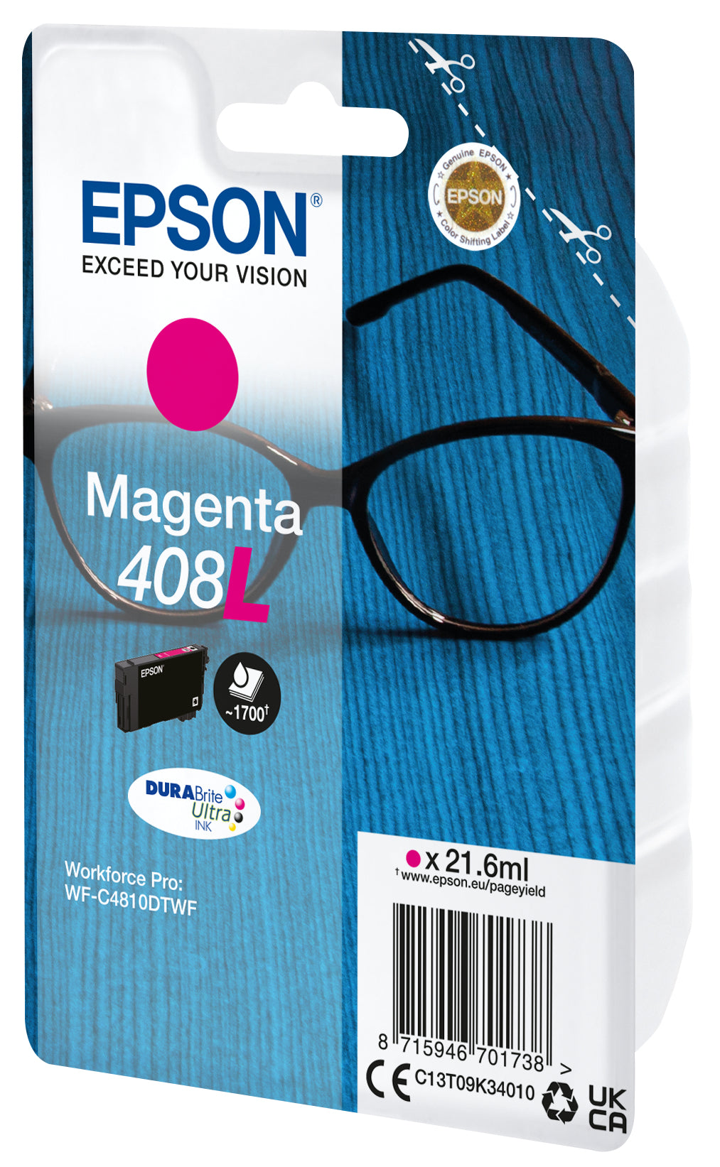EPSON Singlepack Magenta 408XL DURABrite Ultra Ink