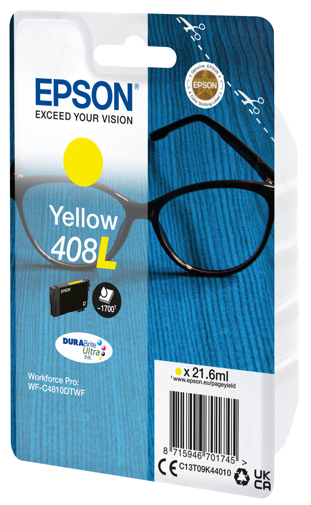 EPSON Singlepack Yellow 408XL DURABrite Ultra Ink
