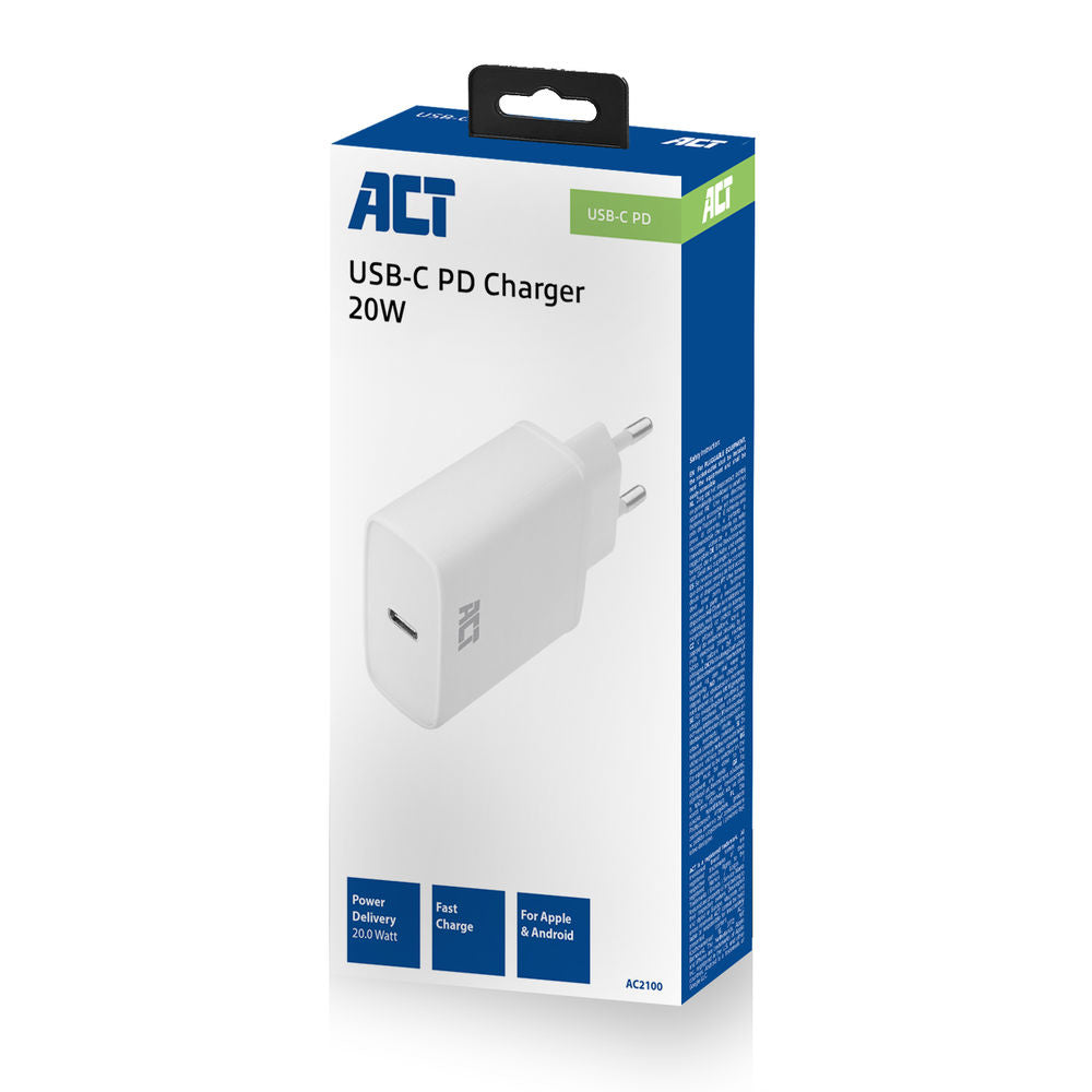 USB-C Charger 110-240V 1 port 20W white, iPhone 12/13