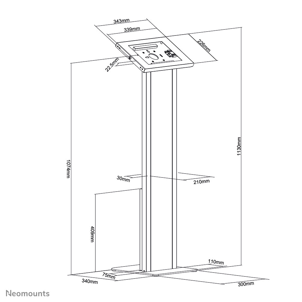 NEOMOUNTS BY NEWSTAR floor stand with cabinet lockable tablet casing for Apple iPad PRO Air & Samsung Galaxy Tab