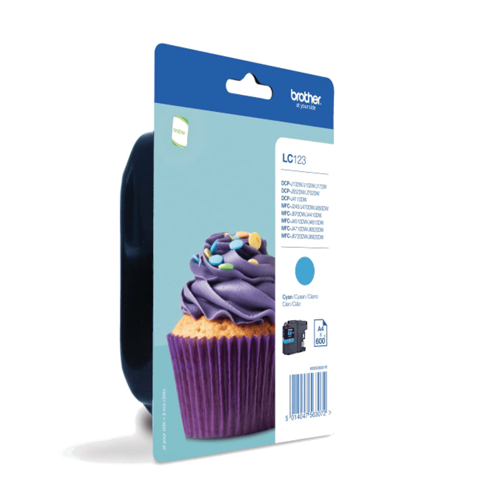 BROTHER LC-123 inktcartridge cyaan high capacity 600 pagina s 1-pack blister zonder alarm