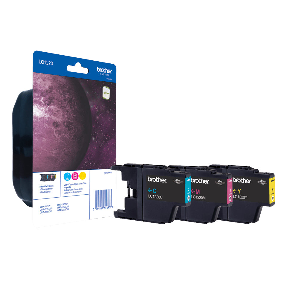 BROTHER LC-1220 inktcartridge drie kleuren standard capacity 3 x 300 pagina s 1-pack blister zonder alarm