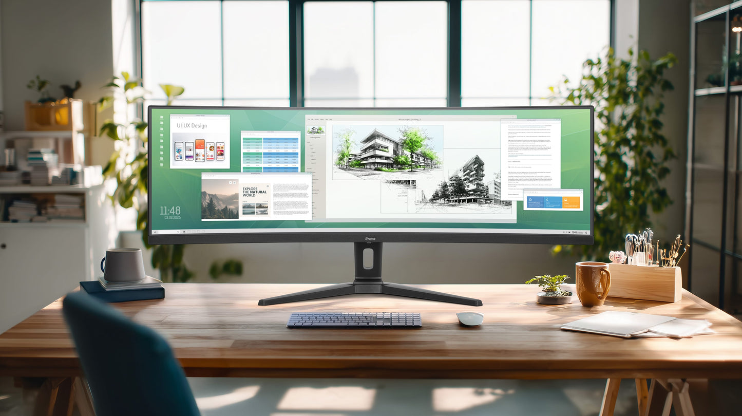 IIYAMA XCB4594DQSU-B1 44.5inch UW Curved VA DQHD 5120x1440 450cd/m2 2ms 2xDP 2xHDMI 2xUSB 3.2 2xUSB Type-C Speakers 13cm Adj. Stand