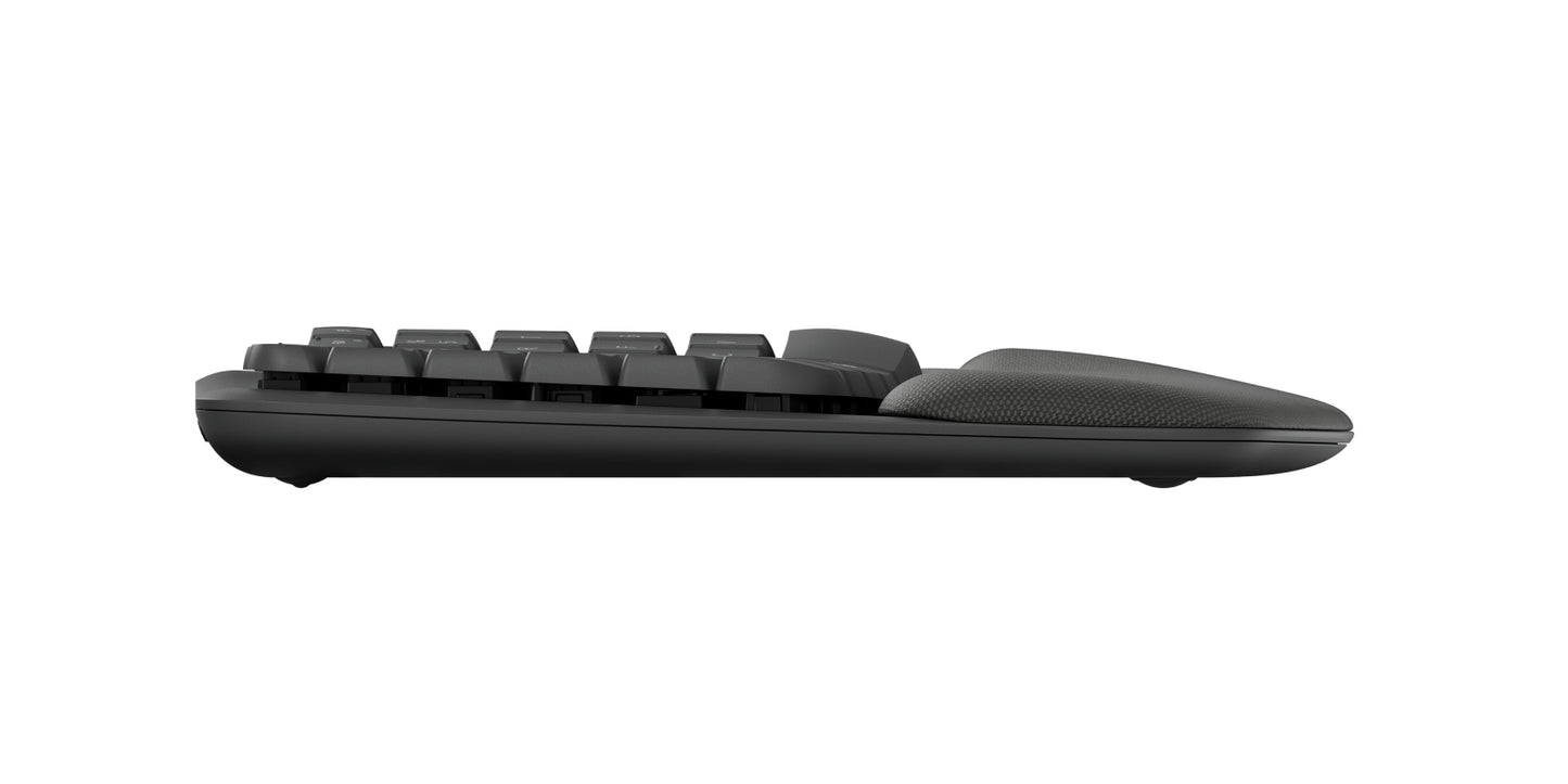 Logitech Wave Keys - Draadloos ergonomisch toetsenbord, gewatteerde handsteun, Easy-Switch, Bluetooth, Logi Bolt-ontvanger, voor Windows/Mac