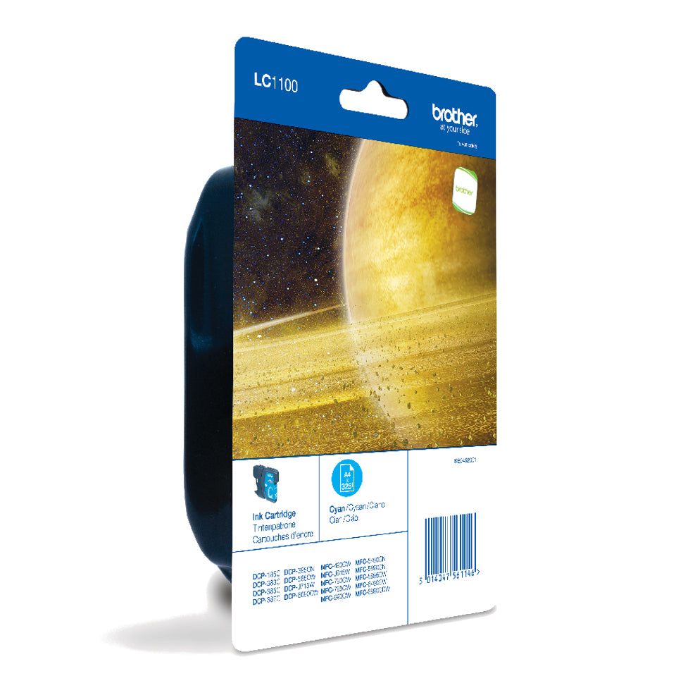 BROTHER LC-1100 inktcartridge cyaan standard capacity 7.5ml 325 pagina s 1-pack blister zonder alarm