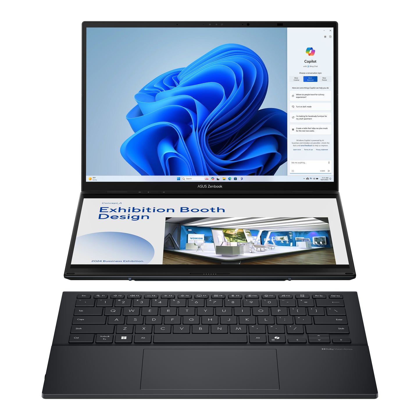 ASUS Zenbook Duo UX8406CA-PZ032W-BE, 14.0 120Hz 3K OLED Touch, Intel Core Ultra 9 285H, 32GB LPDDR5X, 1TB M.2 NVMe PCIe 4.0 SSD, Intel Arc