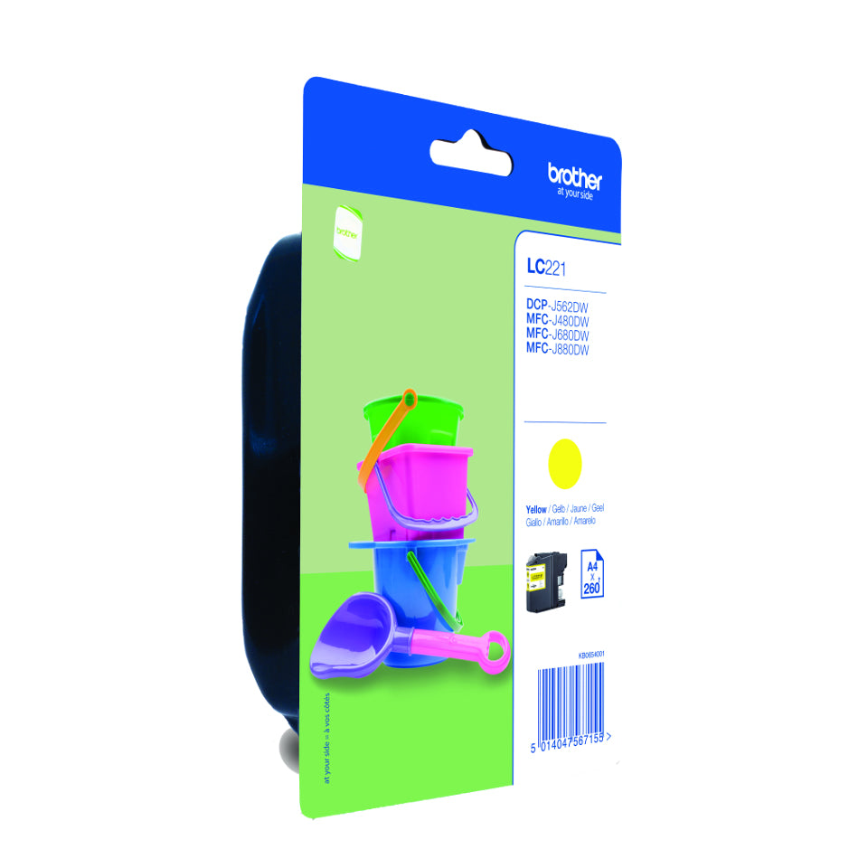 BROTHER LC-221YBP Inktcartridge Geel Blister 300 pagina s