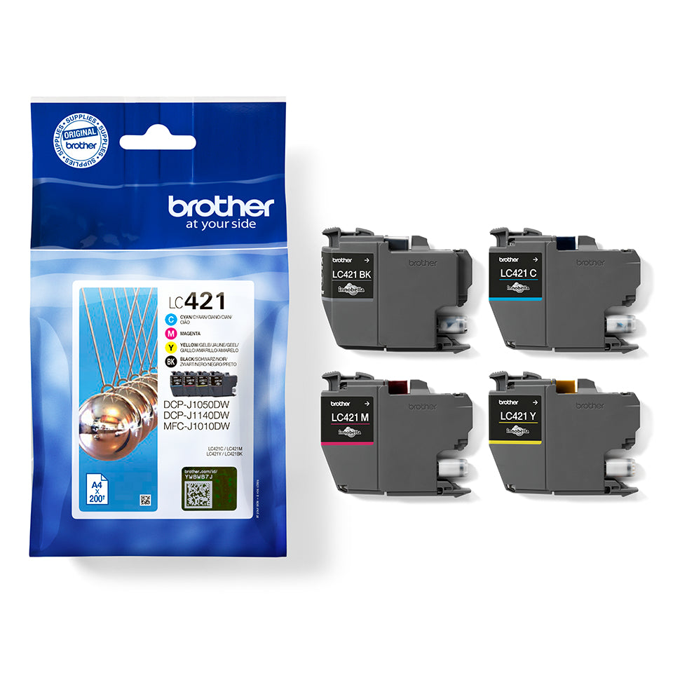 BROTHER 4-pack of Black Cyan Magenta and Yellow 200-page standard capacity ink cartridges for DCP-J1050DW MFC-J1010DW and DCP-J11