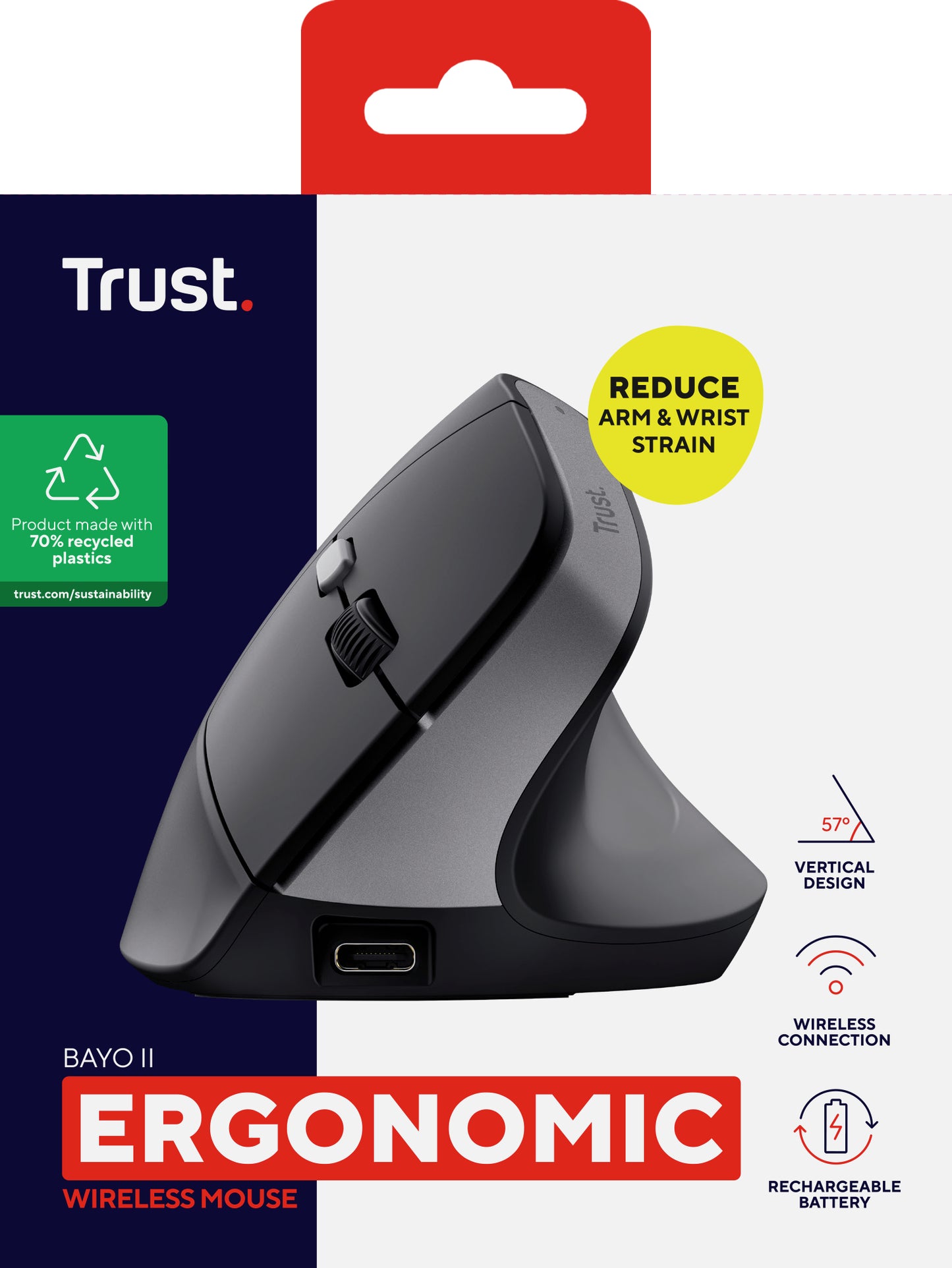 TRUST BAYO II ERGONOMIC WIRELESS MOUSE BLK