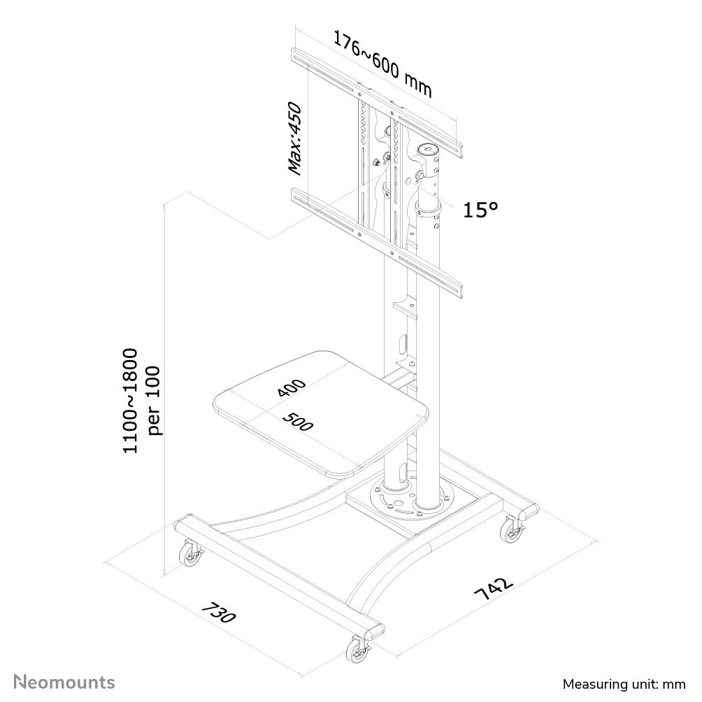 Floor Stand/Trolley 27-70 Tilt SILVER