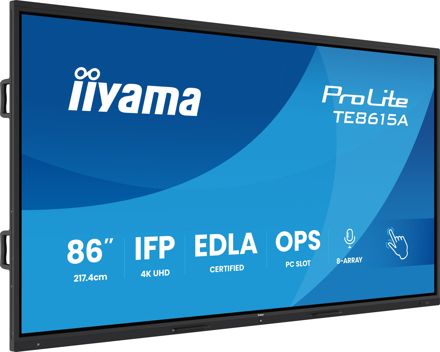 IIYAMA TE8615A-B2AG 86inch Stylish IFP iiWare21E EDLA -Google-GMS-apps Android 14 Octa-core SOC 8/128GB 40-Points DeepContrast IR+