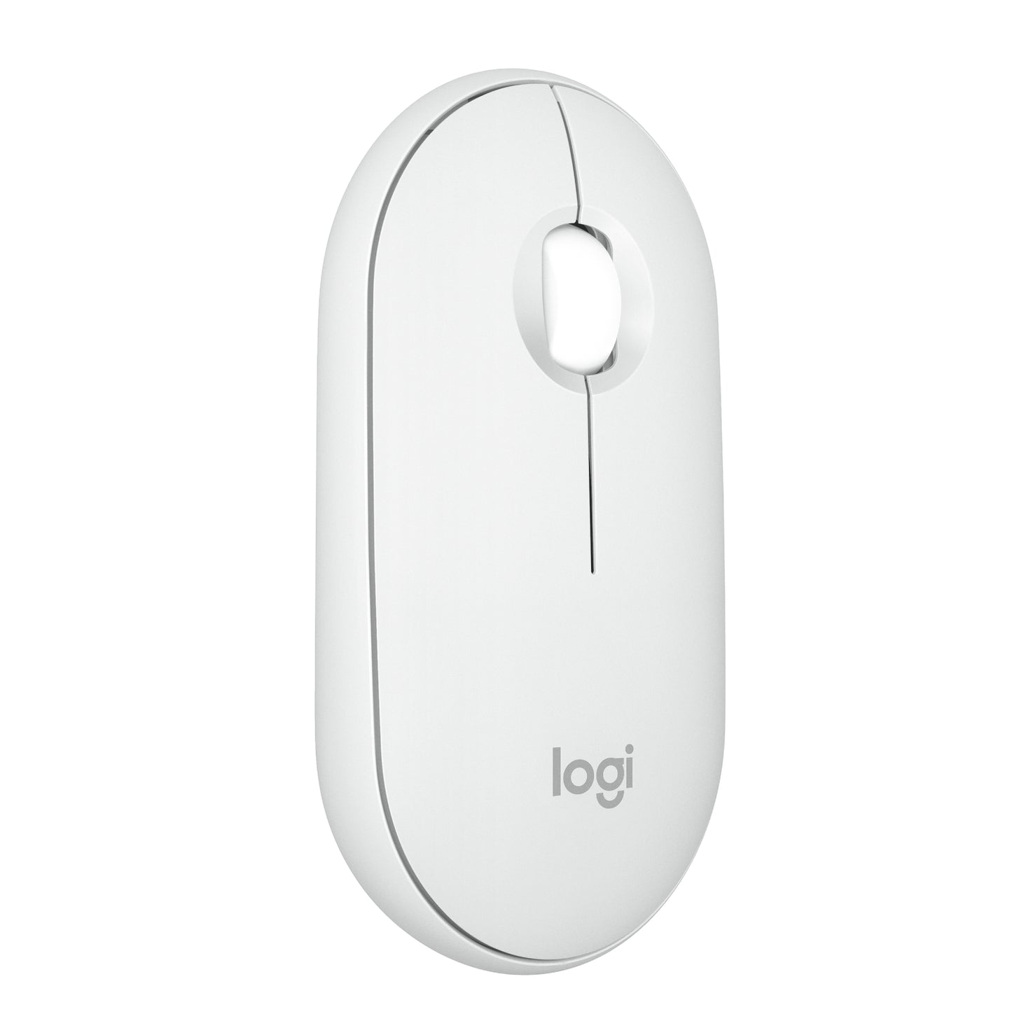 Logitech Pebble Mouse 2 M350s dunne draadloze Bluetooth-muis, Off-White, draagbaar, licht, aanpasbare knop, stil klikken, Easy-Switch, Windo