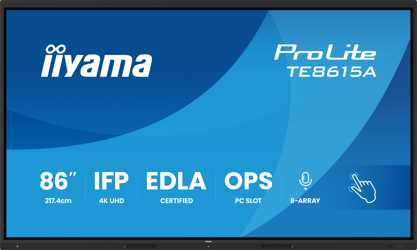 IIYAMA TE8615A-B2AG 86inch Stylish IFP iiWare21E EDLA -Google-GMS-apps Android 14 Octa-core SOC 8/128GB 40-Points DeepContrast IR+