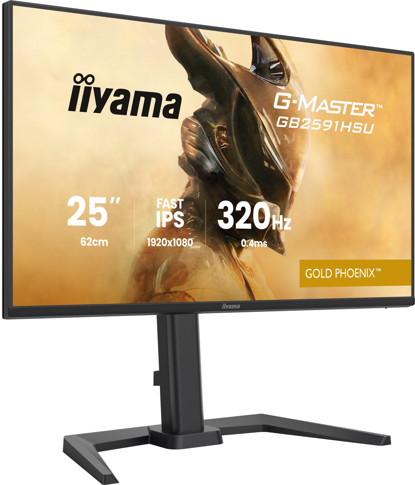 IIYAMA GB2591HSU-B1 G-Master Gold Phoenix 24.5inch Fast IPS FHD 320Hz 350cd/m2 0.4ms 2xHDMI 2.1 DP USB 2x3.2+2xC Speakers 15cm Adj.