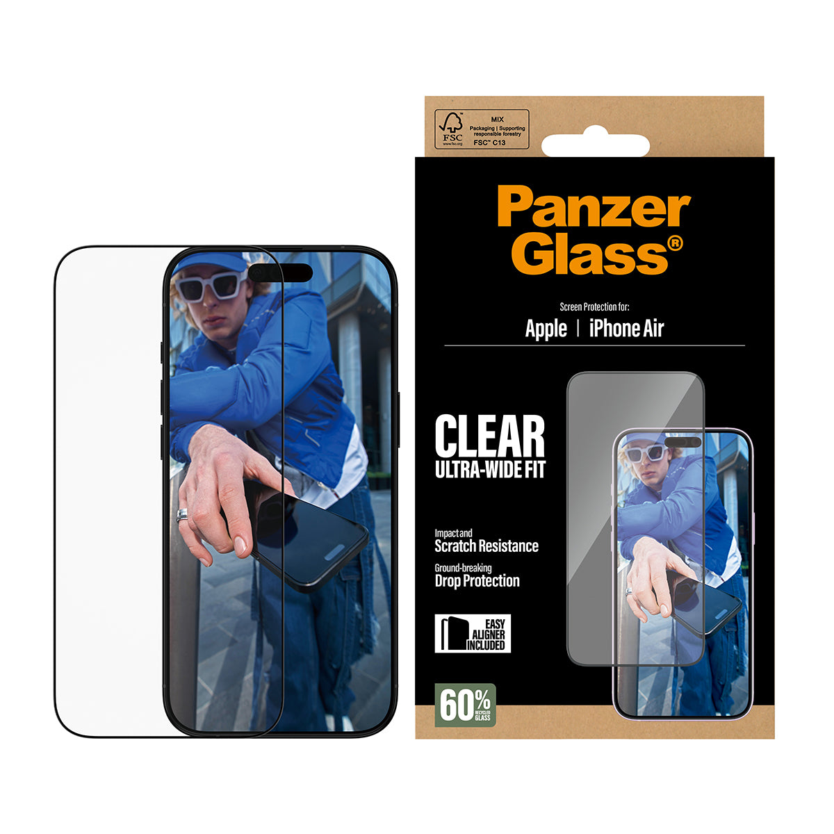 PanzerGlass Screen Protector Ultra-Wide Fit - Clear - voor iPhone 17 Air