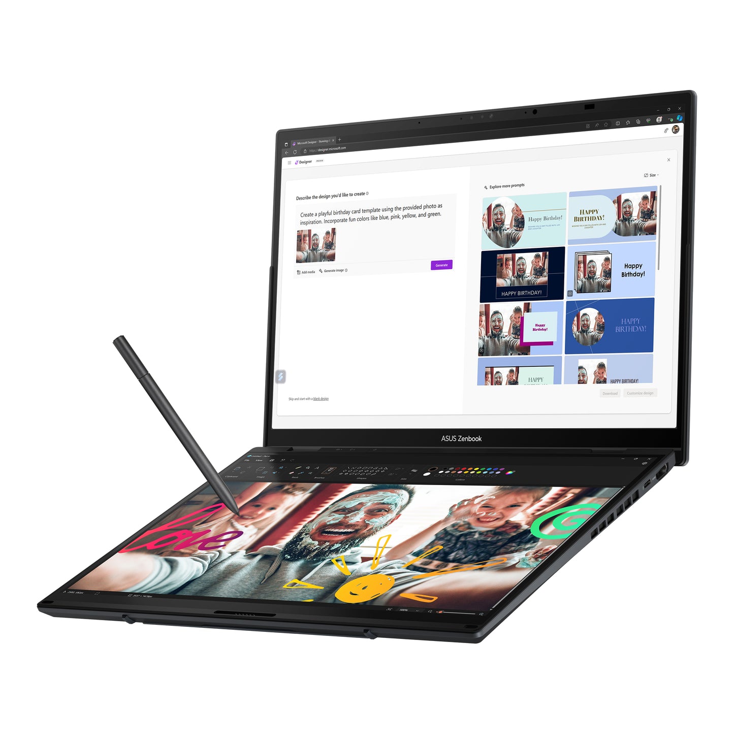 ASUS Zenbook Duo UX8406CA-PZ032W-BE, 14.0 120Hz 3K OLED Touch, Intel Core Ultra 9 285H, 32GB LPDDR5X, 1TB M.2 NVMe PCIe 4.0 SSD,  Intel Arc