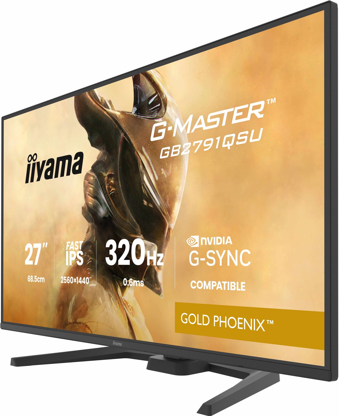 IIYAMA GB2791QSU-B1 G-Master Gold Phoenix 27inch Fast IPS QHD 320Hz 350cd/m2 0.6ms 2xHDMI 2.1 DP USB 2x3.2+2xC Speakers 15cm Adj.