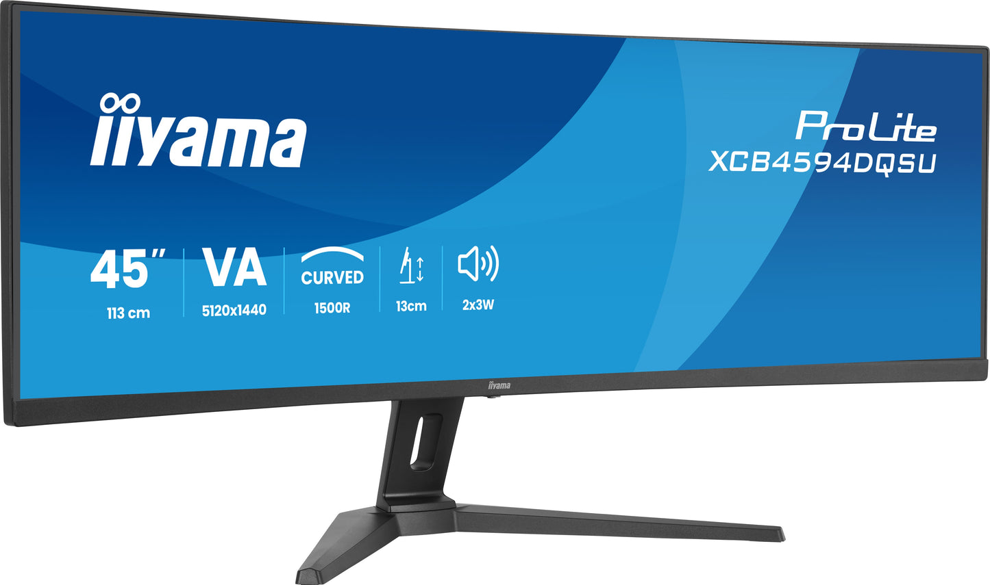 IIYAMA XCB4594DQSU-B1 44.5inch UW Curved VA DQHD 5120x1440 450cd/m2 2ms 2xDP 2xHDMI 2xUSB 3.2 2xUSB Type-C Speakers 13cm Adj. Stand