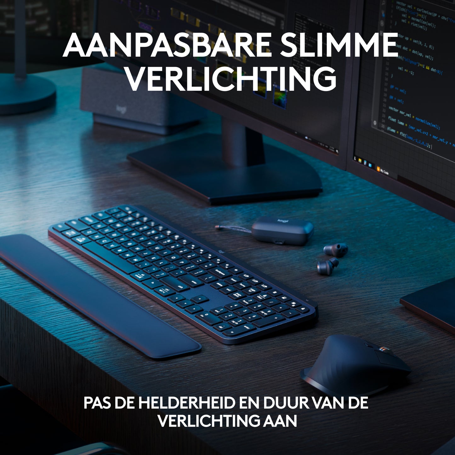 Logitech MX Keys S draadloos toetsenbord, BE Azerty, verlicht, Bluetooth, USB C oplaadbaar, voor Windows PC, Linux, Chrome, Mac