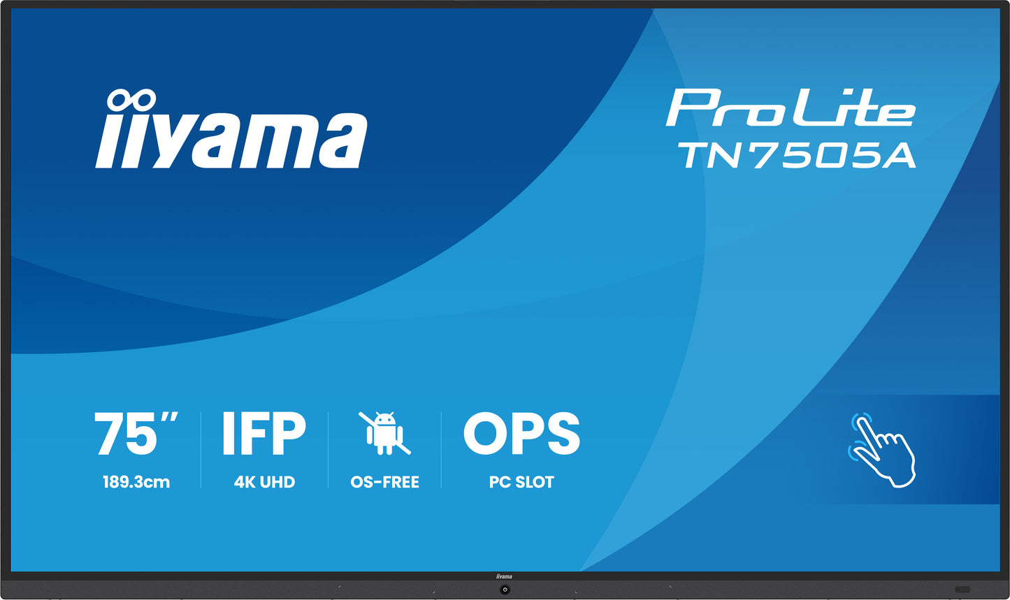 IIYAMA TN7505A-B1AG 75inch IFP OS-free 40-Points DeepContrast IR+ with Zero Gap - Air bonding Anti-glare and Bacteria coating
